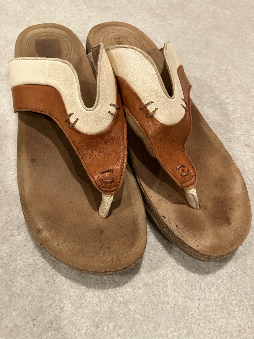 Taos Womens Sun Queen Conac 2 Tone Leather Sandals Comfort 10-10.5